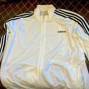 Full zippered white Adidas lightweight jacket